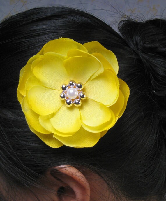 Simple hair clips flower lemon yellow wedding fascinators accessories