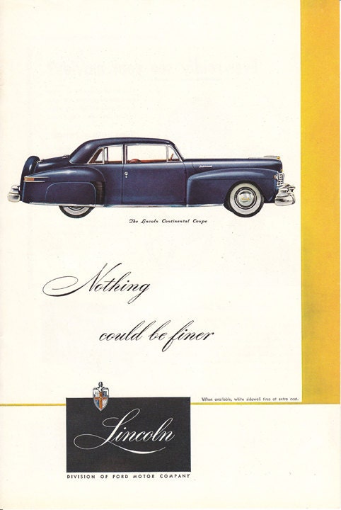 Vintage Lincoln Car Advertisement 1947