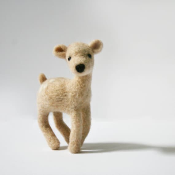 Willy, felted little deer, organic wool handmade soft-sculpture - JANUARY SALE