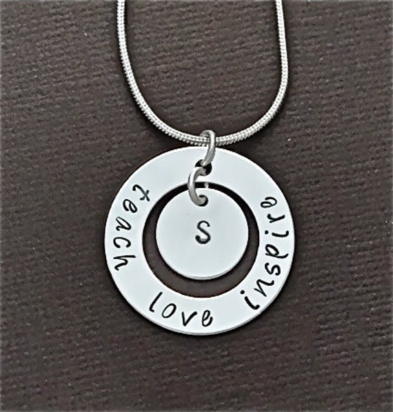 Personalized Jewelry.  Personzliaed Hand Stamped Sterling Silver Necklace.  Christmas gift for teachers.