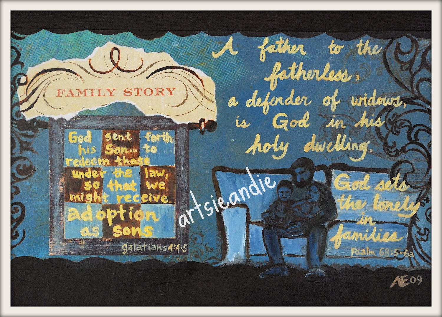 Fatherless- original mixed media print