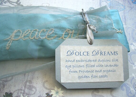 Lavender and Flaxseed Eye Pillow with Hand Embroidery by Dolce Dreams