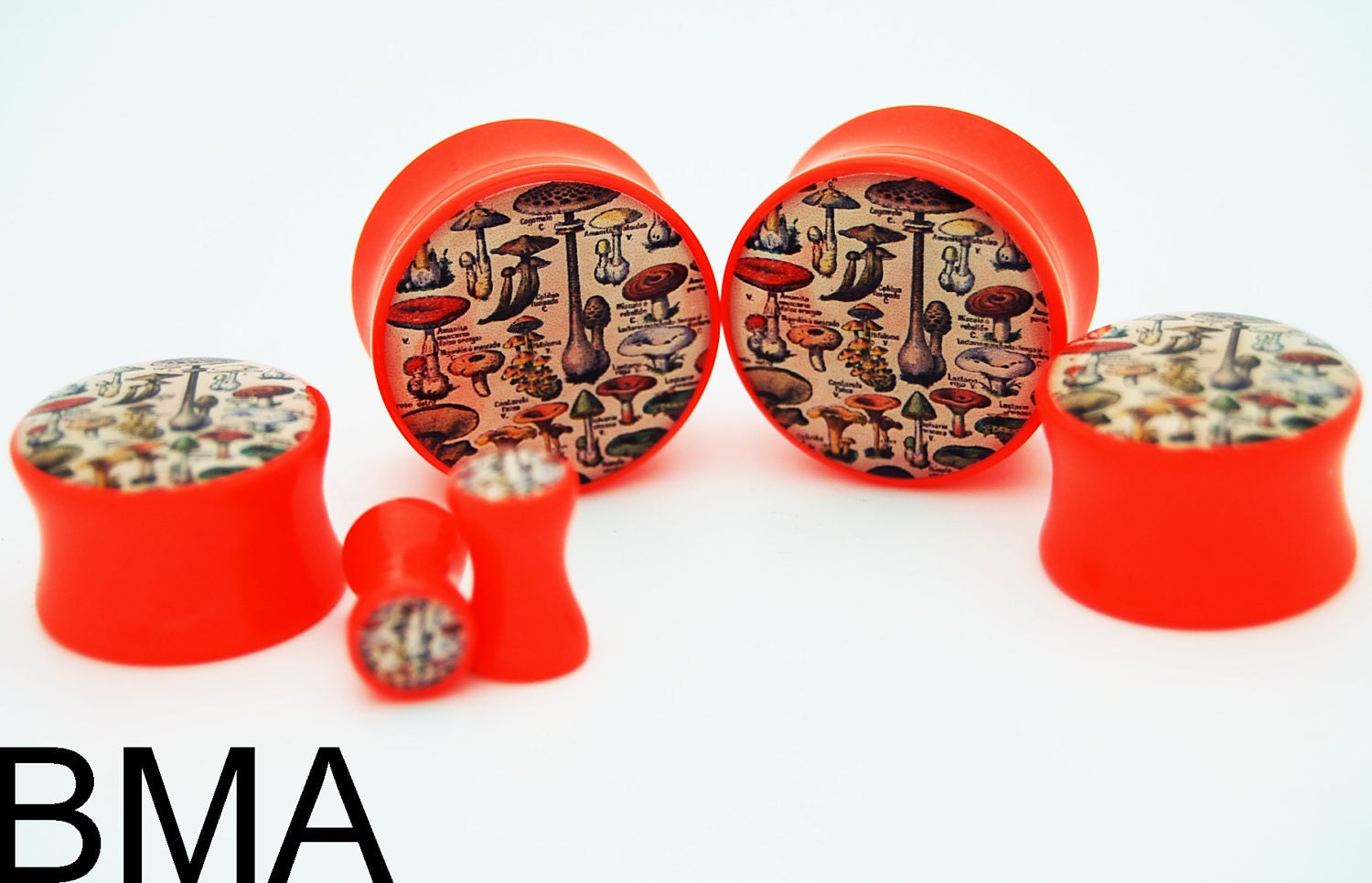 Vintage Book of Mushrooms BMA Plugs 7/16 inch 11mm