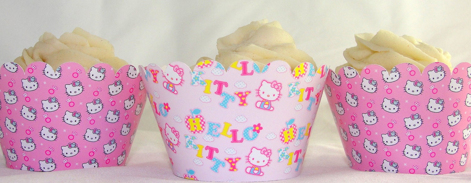 Hello Kitty Cupcake wrappers for Girl's Birthday Party
