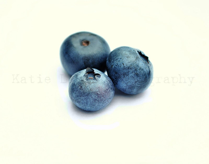 Three Blueberries - 11x14 Fine Art Food Photography Print - Fresh Kitchen Home Decor Photo for a Foodie