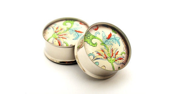 Japanese Flower Picture Plugs gauges 00g 12 916
