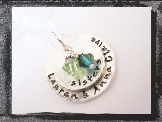 Stacked Sterling Hammered Circles For Sisters or BFF Necklace