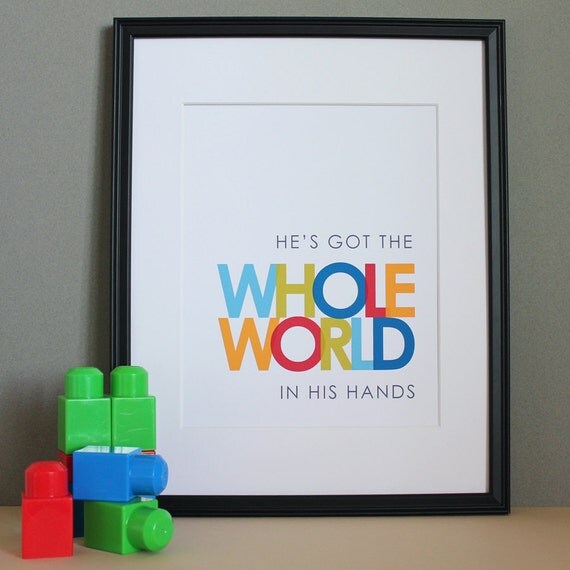 Christian Word Art, Hes Got the Whole World in His Hands, 8x10, Unframed