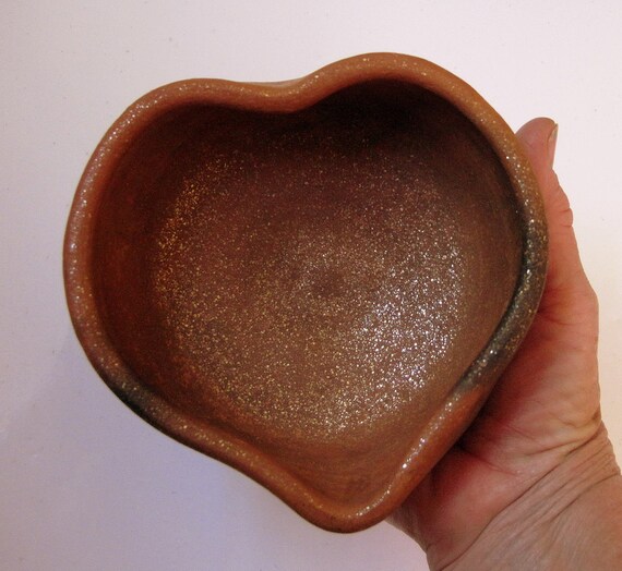 Heart Bowl of Mica Terra Cotta Clay