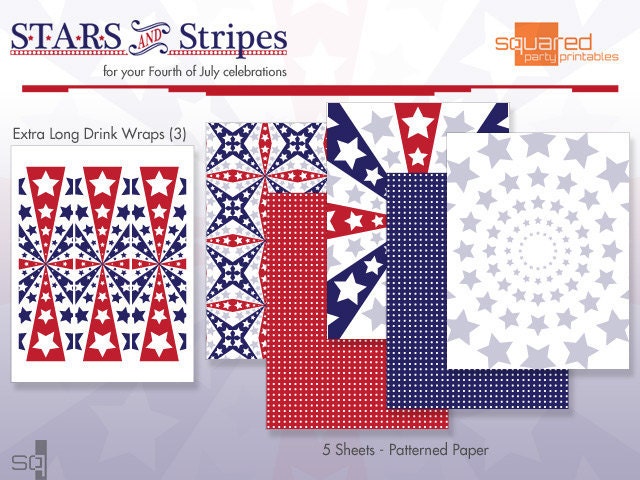 All American 4th of July - DIY Printable Party Package - Do-it-Yourself Print - Stars & Stripes