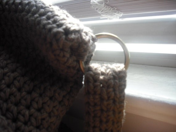 Crochet Slouchy Bag Large in Warm Brown Made to Order