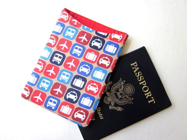 Handmade Passport cover train, airplane, taxi, and luggage