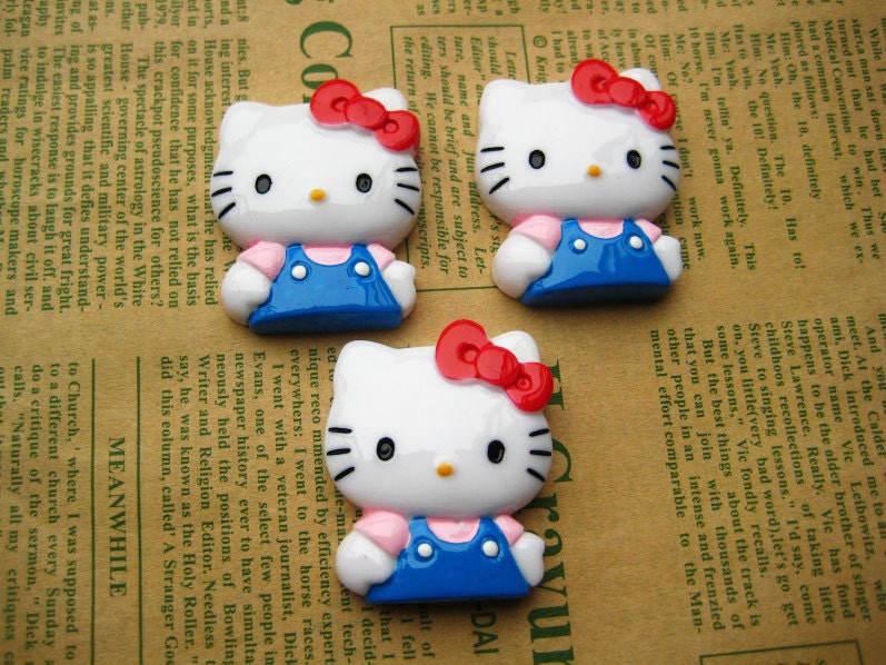 Free Shipping Whole Hello Kitty Cabochon In Blue ZT02 (42mmx35mm) - 3PCS