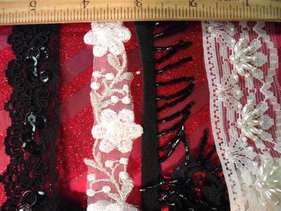 Beautiful Assortment of 4 Vintage Beaded Trim Remnants