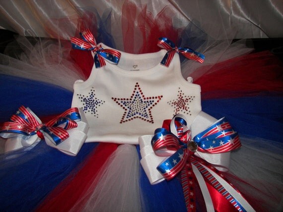 Stars and Stripes, Red, White and blue Boutique Tutu Set--Patriotic and Full of Sparkles