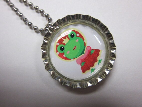 Bottlecap Necklace - Princess Frog