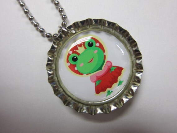 Bottlecap Necklace - Princess Frog