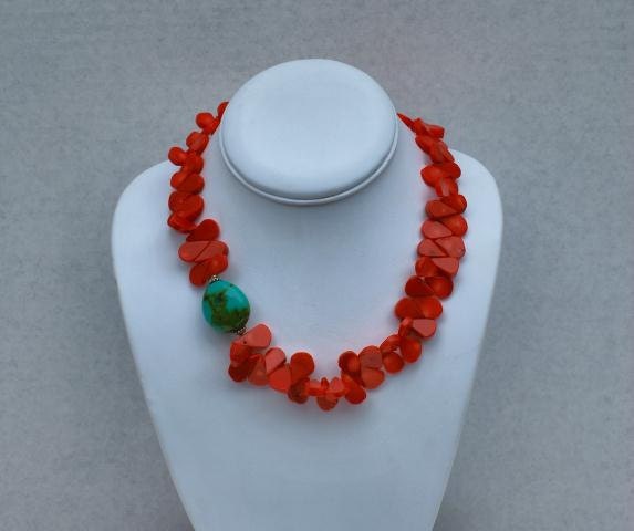 Summer Delight - Coral and Turquoise Necklace by MixedMediaDesigns1