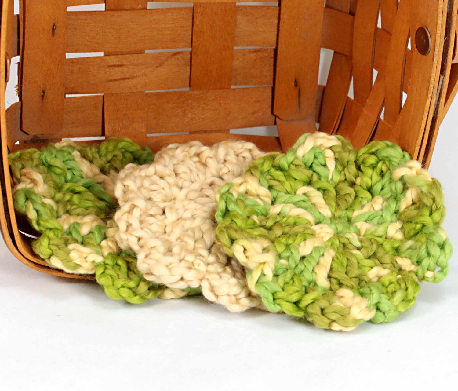 Organic Cotton Flower Face Cloth - Set of 3 -Spring and Macadamia