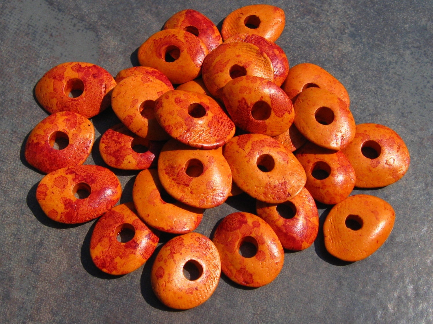 10 TANG Greek Ceramic 13mm Cornflake Beads