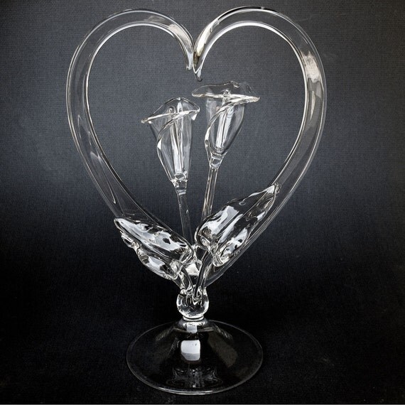 Calla Lily Lilies Blown Glass Wedding Cake Top Topper