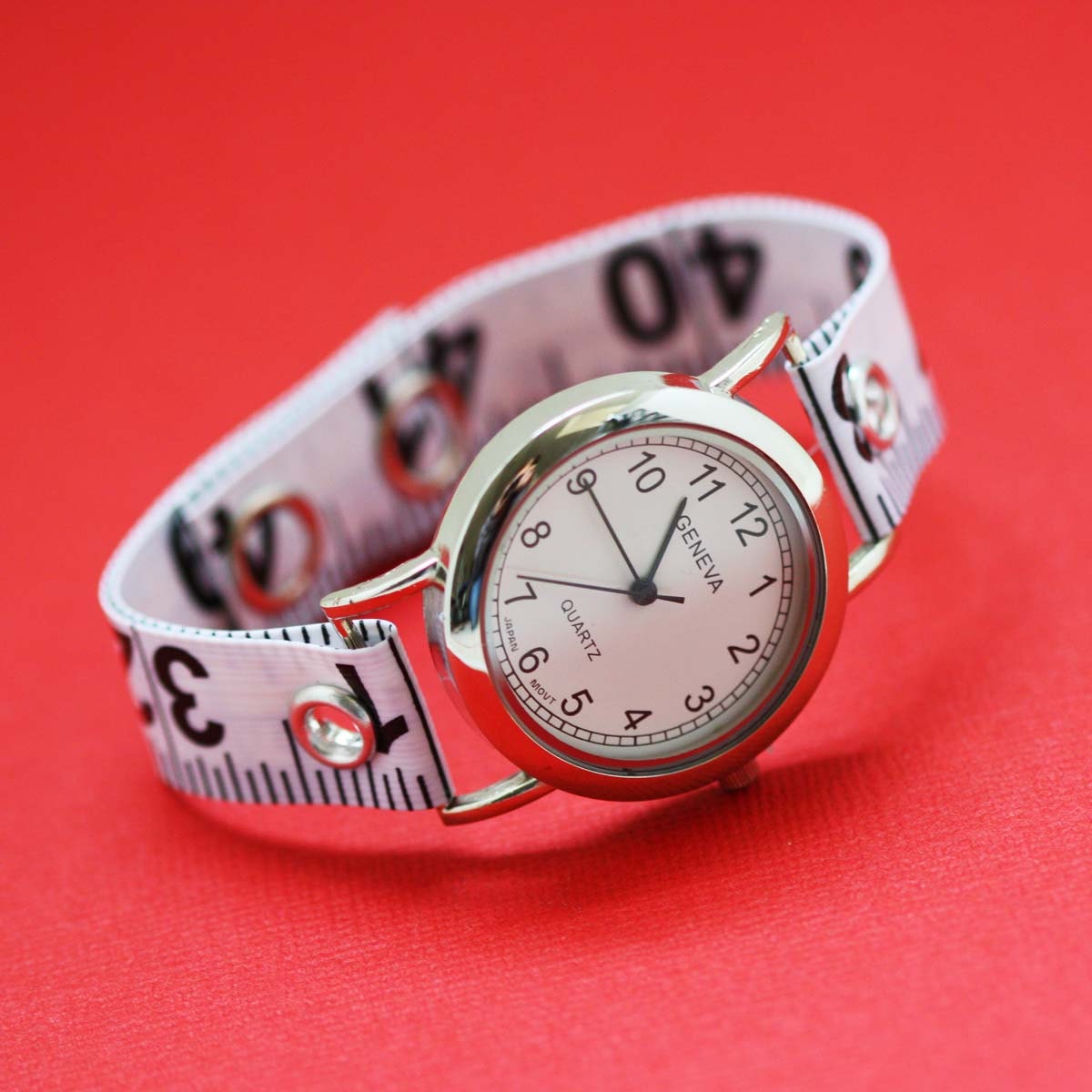 Tape Measure Watch in White
