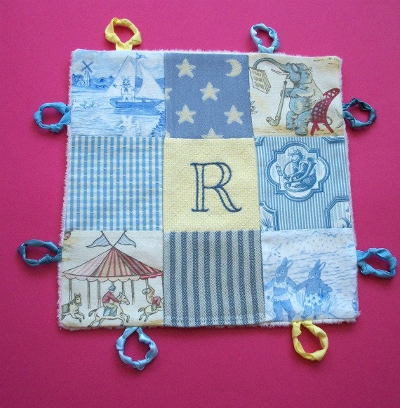 Boy Lovey Blanket with Custom Hand Embroidery by Dolce Dreams