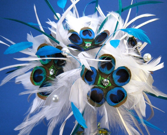 Peacock Feathers Bridal Bouquet Unique Etsy Wedding Flowers Offbeat Bride