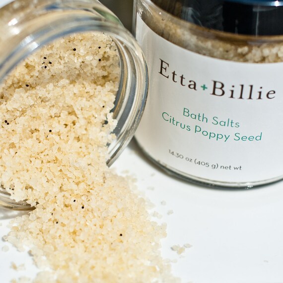 SALE - Citrus Poppy Seed Natural Spa Bath Salts Organic Ingredients
