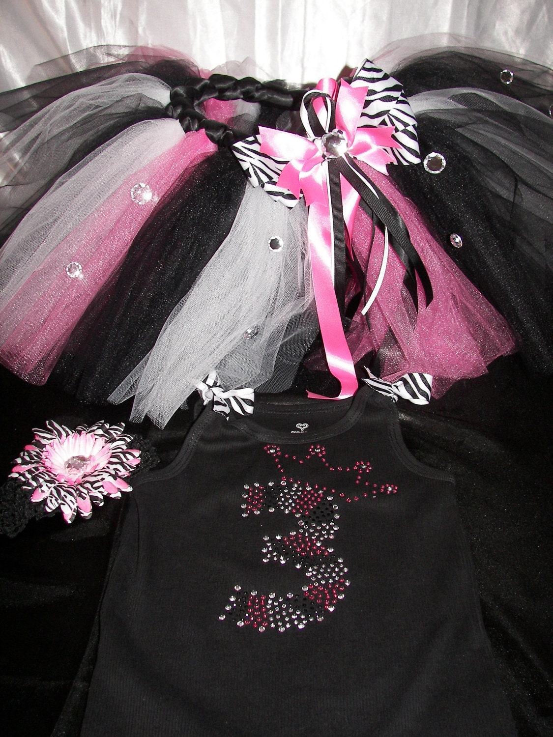 Pink Zebra Birthday BLING Princess Tutu Set-Perfect for birthdays