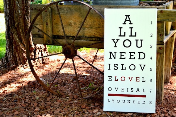 All You Need Is Love - Canvas handpainted Eye Chart
