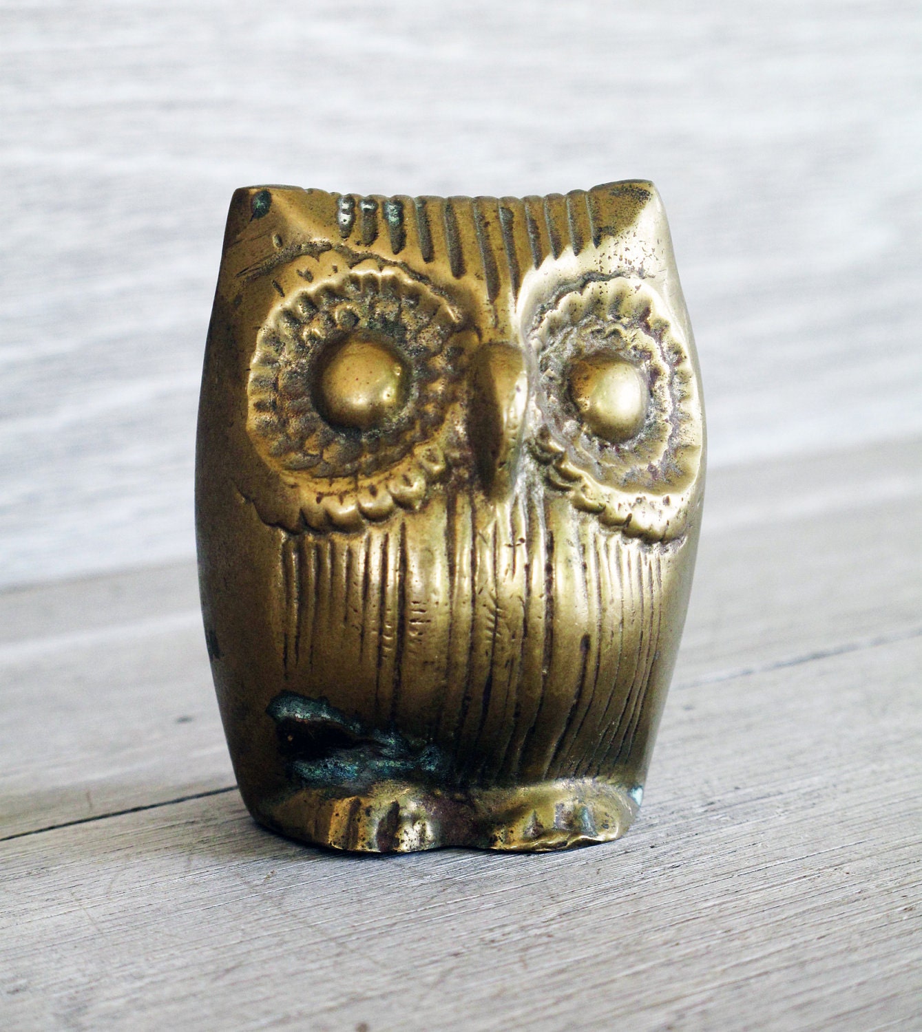 Small Vintage Brass Owl