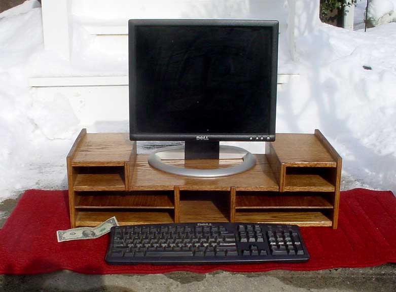 Oak Desk Computer Organizer Monitor Stand Riser by varmeck on Etsy