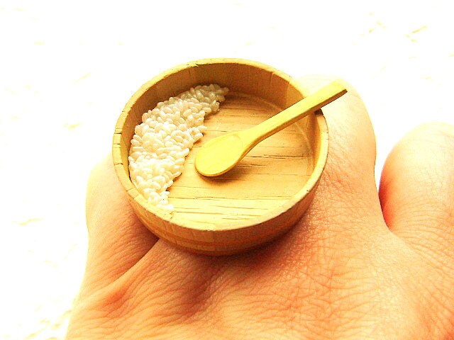 Making Sushi Rice Wood Bowl And Spoon  Ring