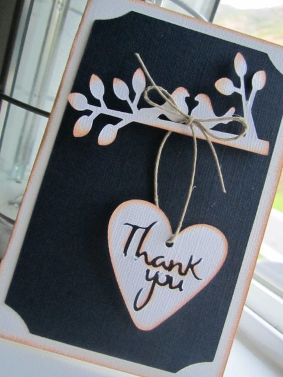 via Etsy.com Custom Wedding Thank You Cards - Rustic Lovebird 6 Piece Set