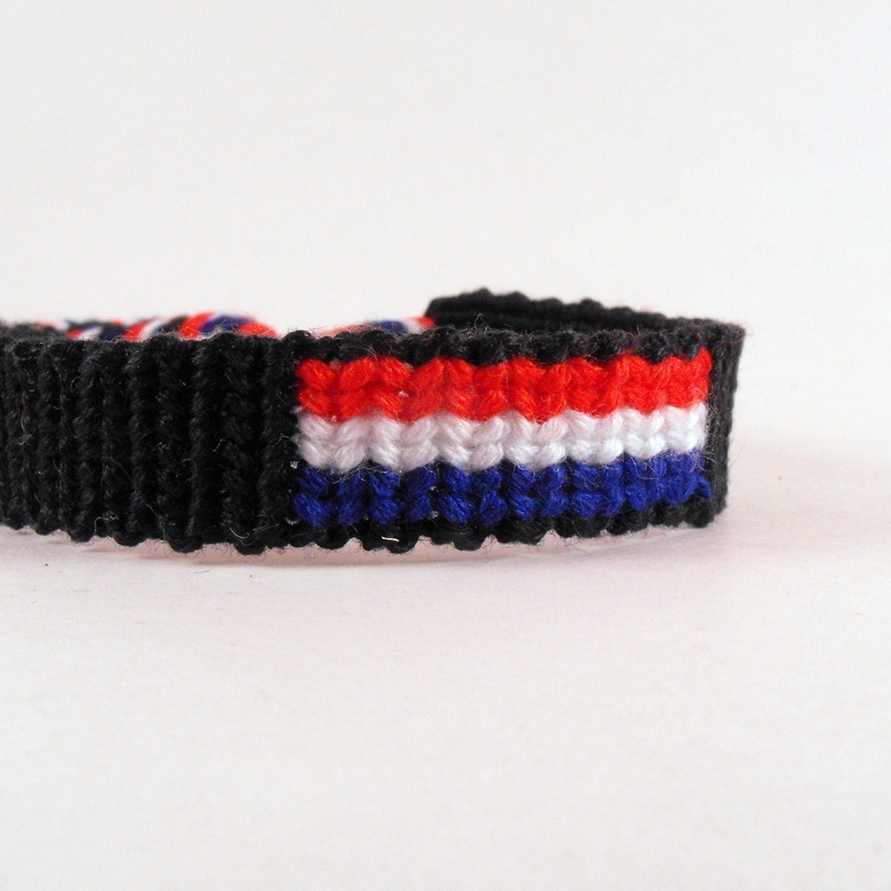 Red White and Blue Patriotic Flag knotted Friendship bracelet. MADE TO ORDER