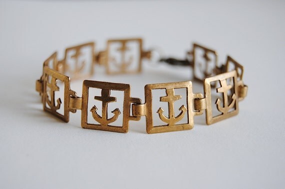 Anchor Bracelet - Vintage Brass - Nautical - Free Shipping in the US