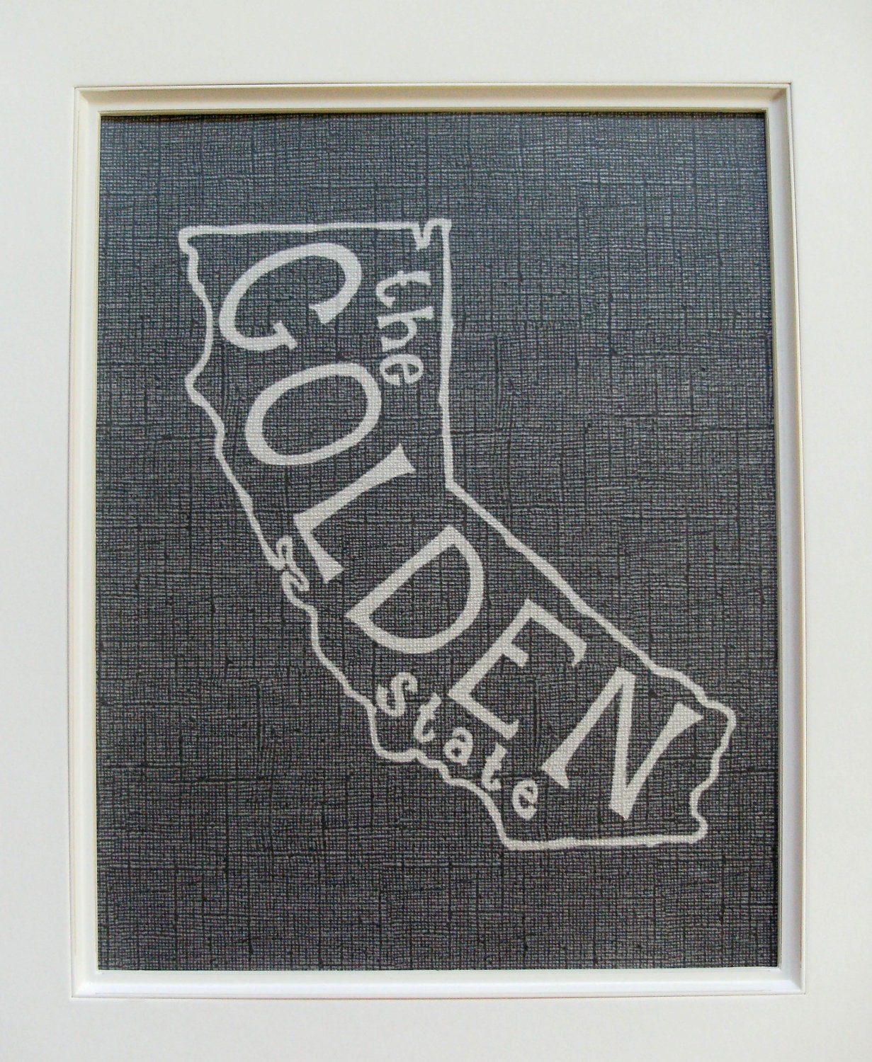 The Golden State (California) - Place I Love Print - White on Black - 8x10 Illustrated Print