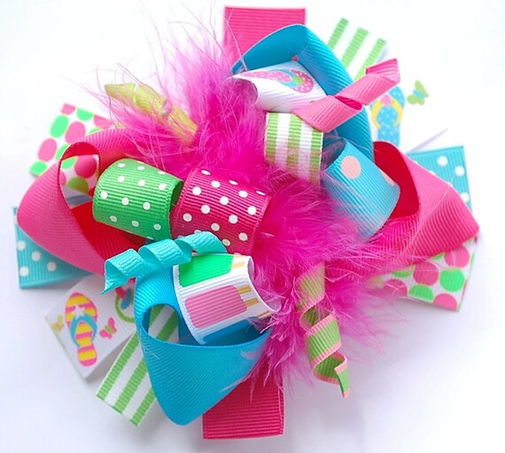 Popsicles & Flip Flops Funky Loopy Hair Bow-
