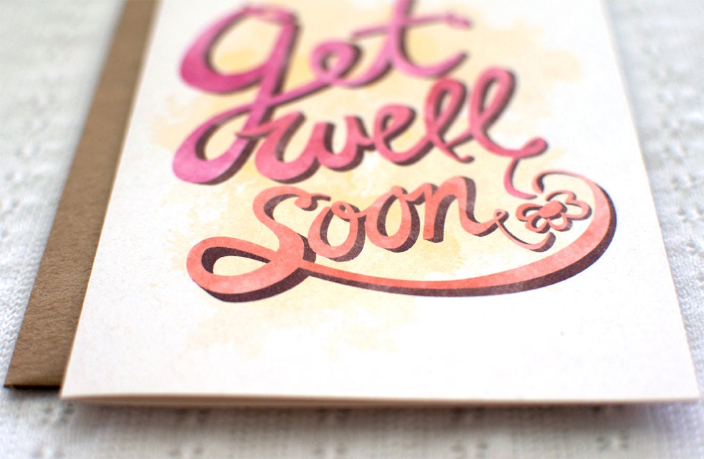 Get Well Soon Card - Eco Friendly, Cursive, Greeting