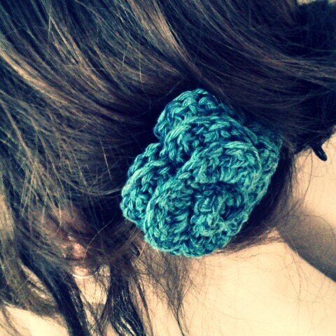 Recycled Cotton Flower Barrette - Blue
