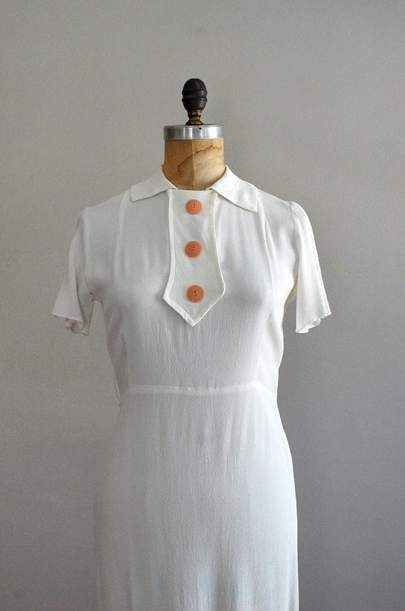 1930s dress / vintage 30s / Cinq Etudes Crepe dress