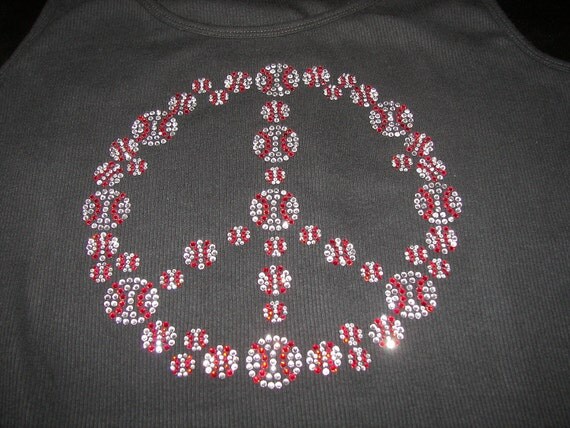Baseball or Football Peace BLING Tee or Tank--Unique and Fun