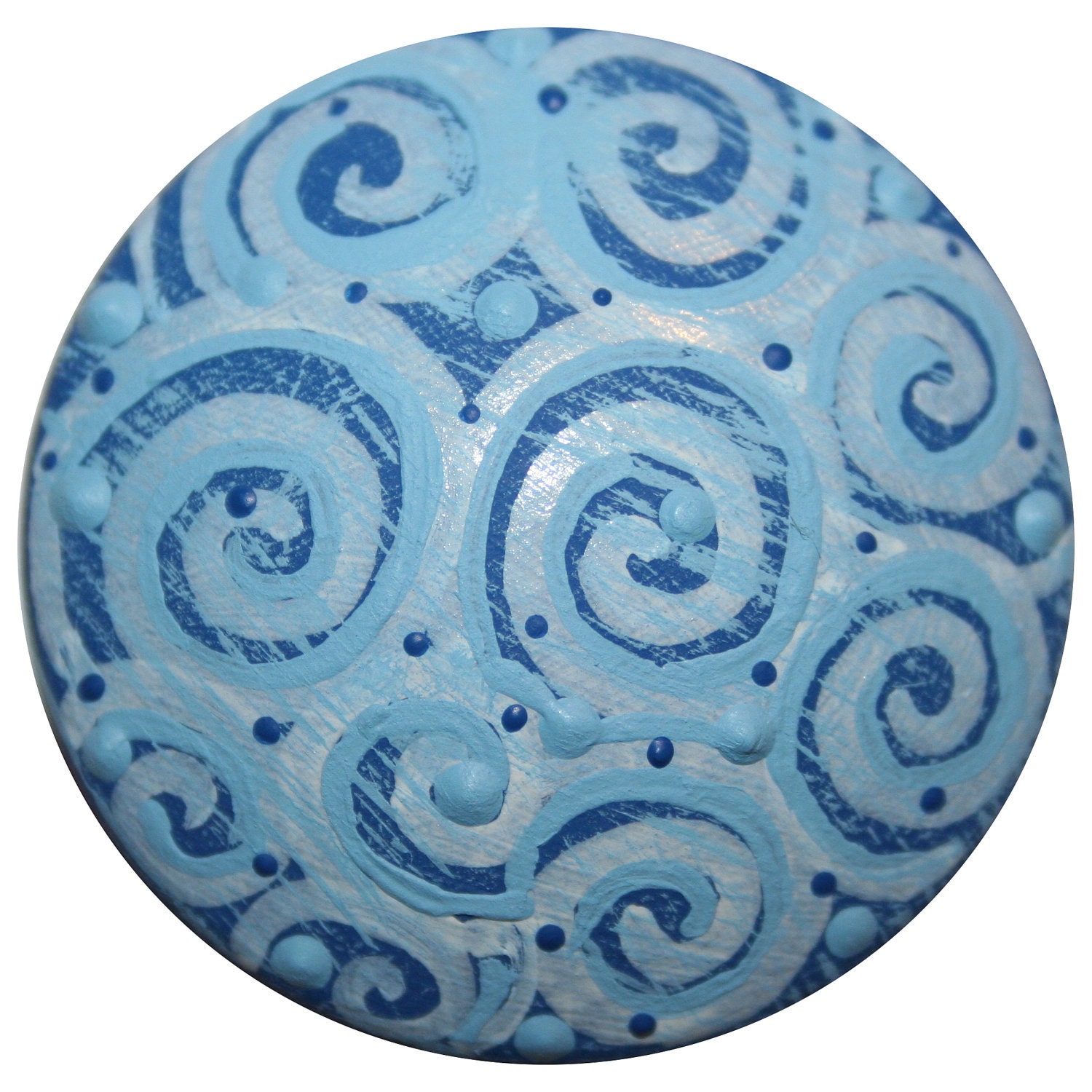 Reserve listing for mbbarber - 5 Antique Blue Swirly Polka Dot Knob