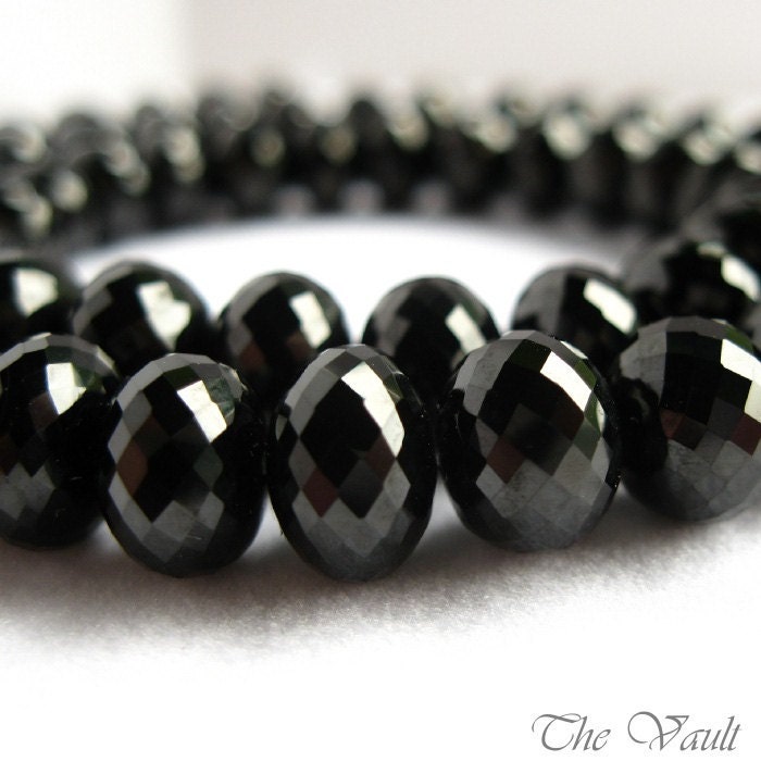 10 Black Spinel 8-8.5mm precision faceted rondelles