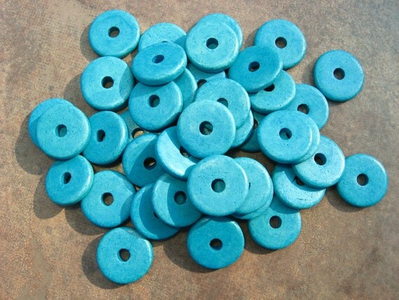 10 SKY BLUE Mykonos Greek Ceramic Beads 13mm Round Beads