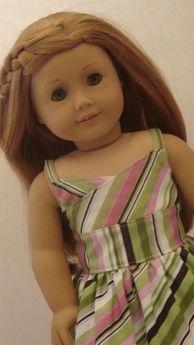 Wrap-Top Style Striped Sundress For American Girl Or Similar 18-Inch Dolls