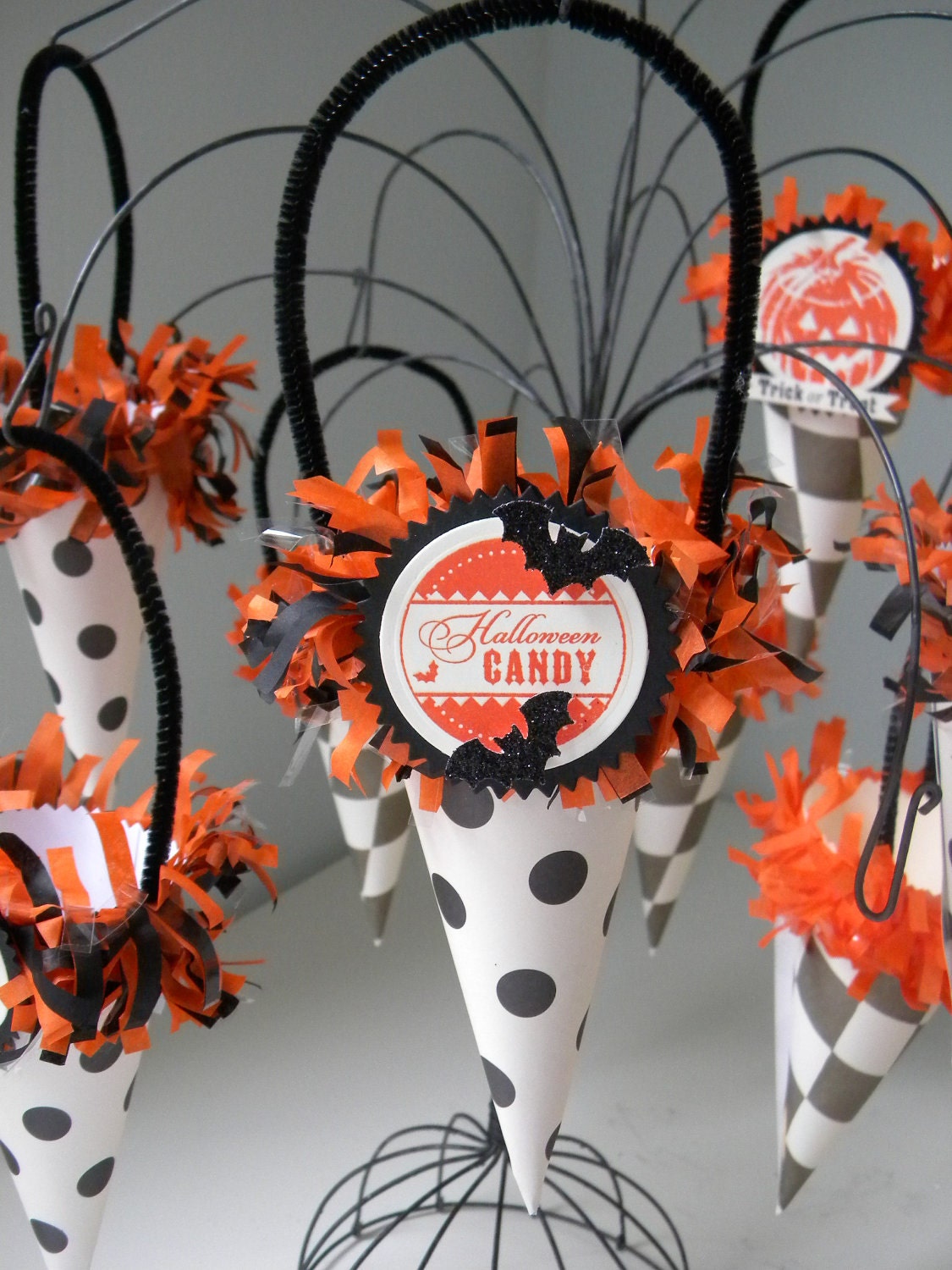 Halloween Tussie Mussie / cones ... set of 4