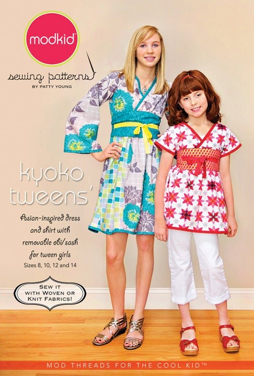 LAST ONE - Patty Young ModKid Patterns - Kyoko Tweens Dress & Shirt Pattern - Sizes 8, 10, 12 and 14