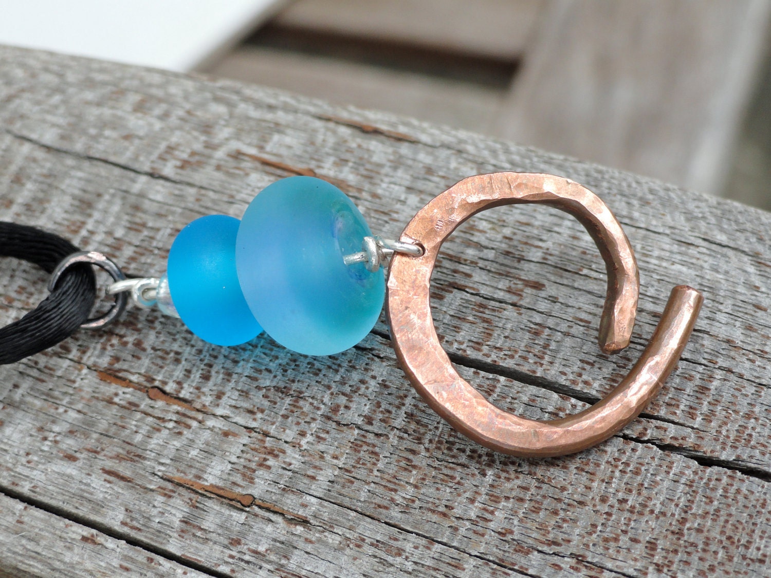 Cosmic Copper and Sapphire Blue Pendant with Sterling Silver Clasp
